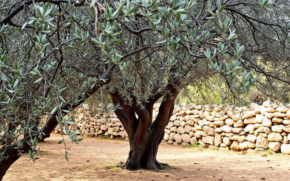 Oliviers centenaires et murs en pierre sèche du pays salonais